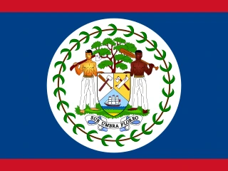 Belize flag, representative of Belize Creole English